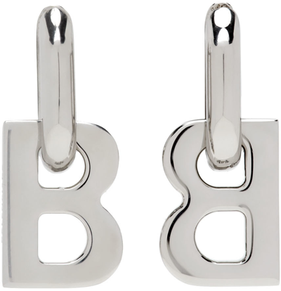 Shop Balenciaga Silver B Chain Xs Earrings In 926 Shiny Silver