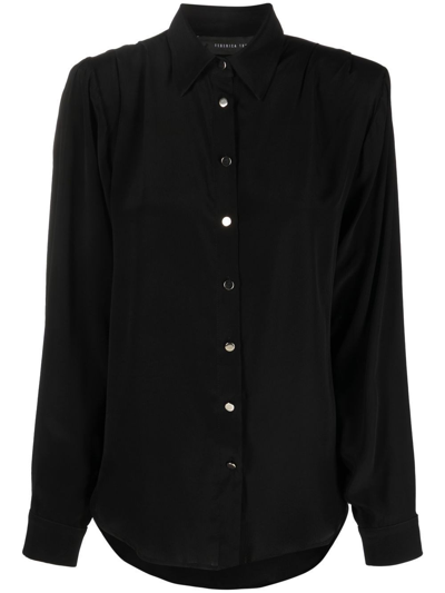 Shop Federica Tosi Button-up Long-sleeved Shirt In Black