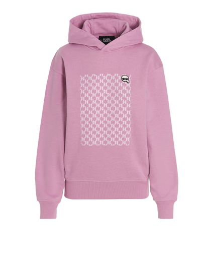 Shop Karl Lagerfeld Ikonik Monogram Hoodie In Pink
