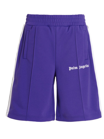 Shop Palm Angels Logo Bermuda Shorts In Purple