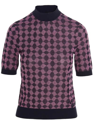 Shop Tory Burch Patterned Sweater In Purple