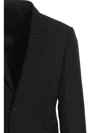 Shop Versace Logo Blazer Jacket In Black