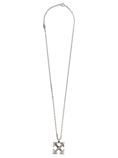 Shop Off-white Arrow Necklace In Silver