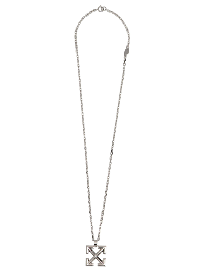 Shop Off-white Arrow Necklace In Silver