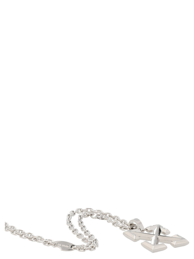 Shop Off-white Arrow Necklace In Silver