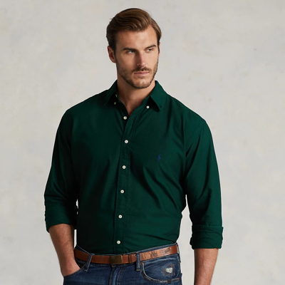 Shop Polo Ralph Lauren Garment-dyed Oxford Shirt In College Green