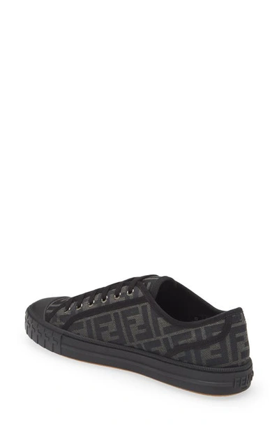 Shop Fendi Ff Domino Low Top Sneaker In Grey/ Black
