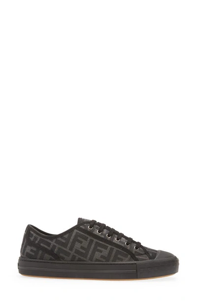 Shop Fendi Ff Domino Low Top Sneaker In Grey/ Black