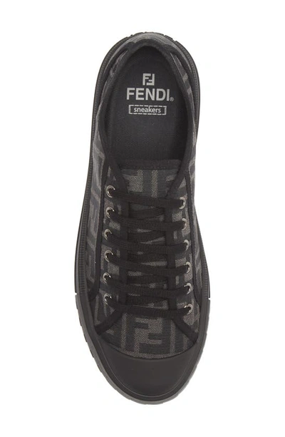 Shop Fendi Ff Domino Low Top Sneaker In Grey/ Black