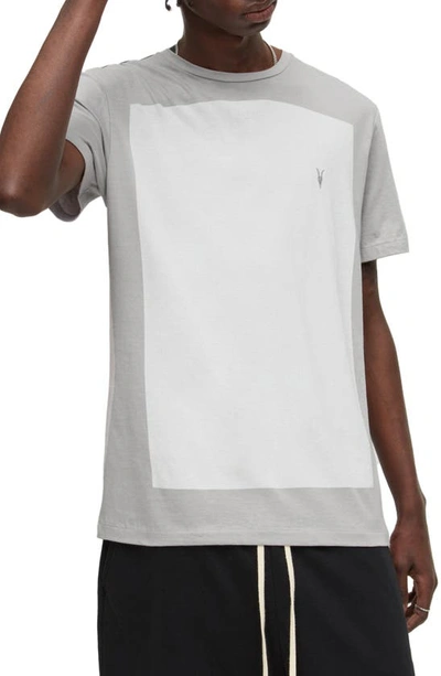 Shop Allsaints Lobke Cotton Colorblock T-shirt In Ash Blue/ Pearl Grey