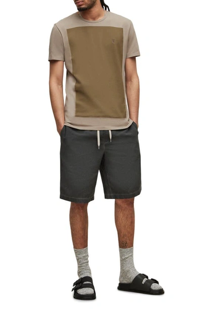 Shop Allsaints Lobke Cotton Colorblock T-shirt In Seawood Taupe/ Brown