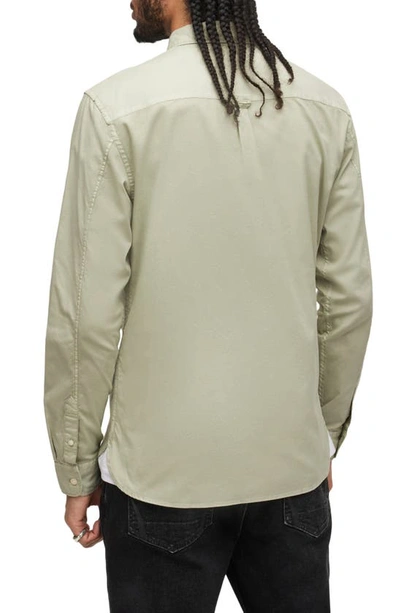 Shop Allsaints Hawthorne Slim Fit Button-up Shirt In Bleach Sage Green