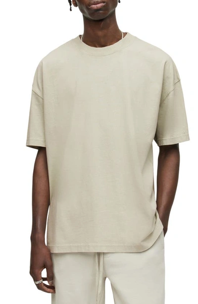 Shop Allsaints Isac Cotton T-shirt In Bleach Sage Green