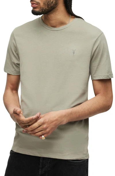 Shop Allsaints Brace 3-pack Short Sleeve Crewneck T-shirts In Taupe/ Cinder Marl/ Mink