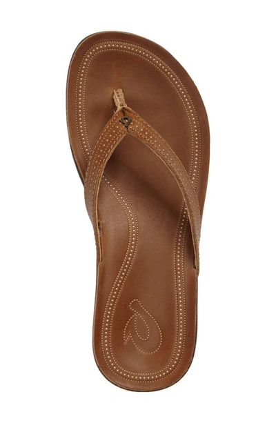 Shop Olukai Ola Flip Flop In Tan Leather