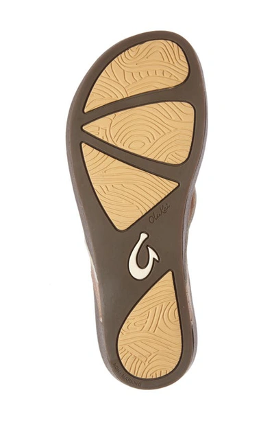 Shop Olukai Ola Flip Flop In Copper/ Black Leather