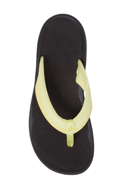 Shop Olukai Ohana Flip Flop In Pineapple/ Black Faux Leather