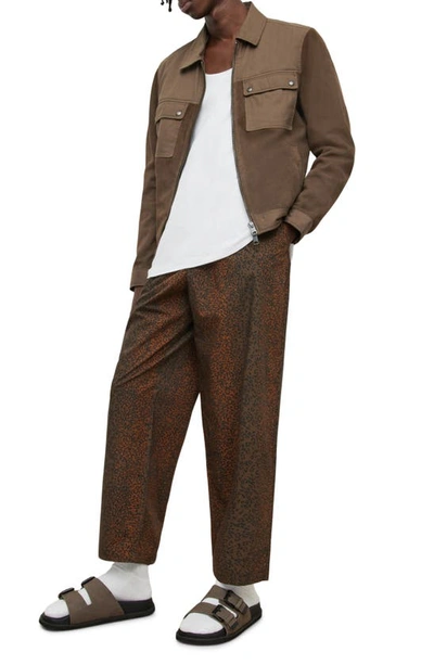 Shop Allsaints Cowell Wide Leg Cotton Trousers In Aged Walnut Brown