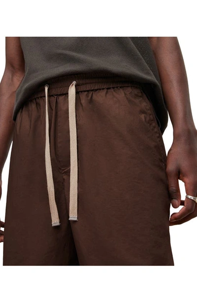 Shop Allsaints Casper Cotton Shorts In Khaki Grey