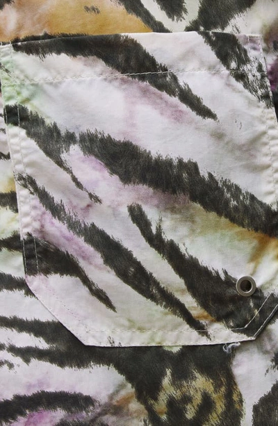 Shop Allsaints Tiger Tie Dye Swim Trunks In White