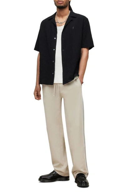 Shop Allsaints Mattole Relaxed Fit Crepe Short Sleeve Button-up Camp Shirt In Jet Black