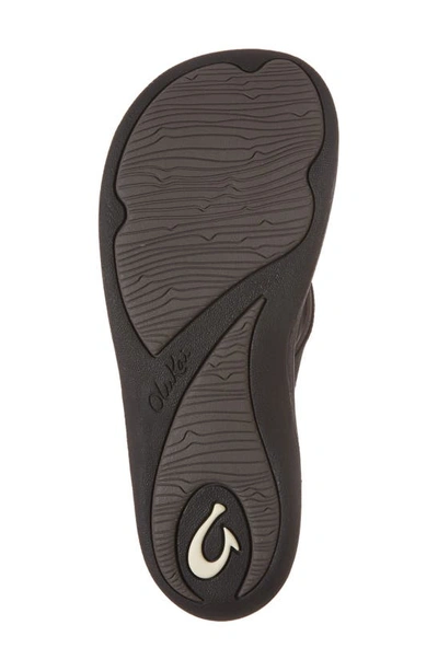 Shop Olukai Kulapa Kai Flip Flop In Nero/ Pavement Faux Leather