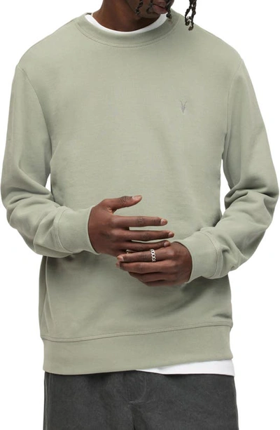 Shop Allsaints Raven Slim Fit Crewneck Sweatshirt In Dark Sage Green