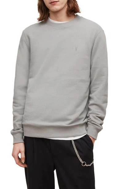 Shop Allsaints Raven Slim Fit Crewneck Sweatshirt In Glass Grey