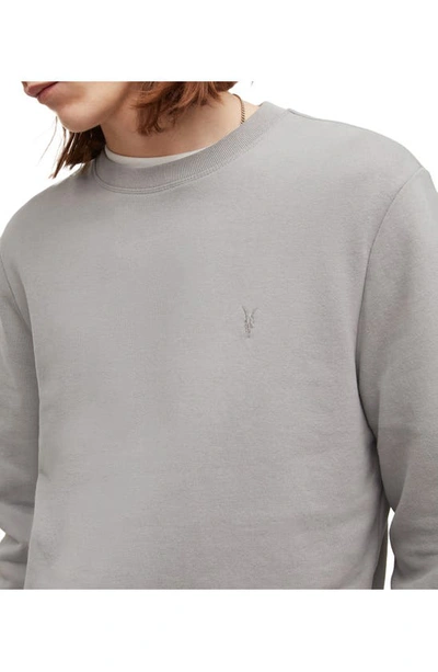 Shop Allsaints Raven Slim Fit Crewneck Sweatshirt In Glass Grey