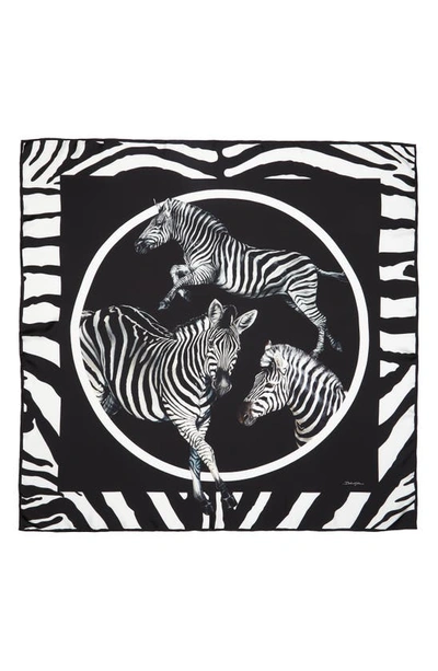 Shop Dolce & Gabbana Zebra Print Silk Square Scarf In Zebre