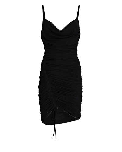 Shop Jonathan Simkhai Standard Trixie Ruched Mesh Mini Dress In Black