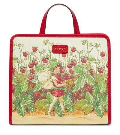 Shop Gucci Printed Canvas Tote Bag In Iv.mul/br.hib/b.h.iv