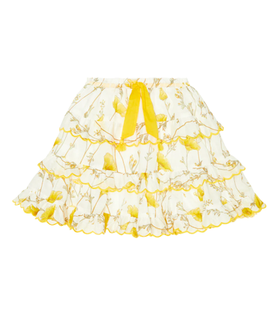 Shop Zimmermann Jeannie Floral Cotton Skirt In Yellow Poppy