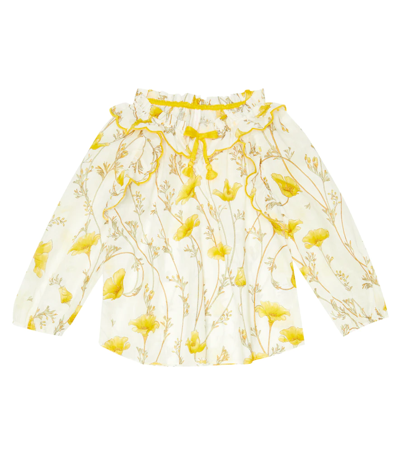 Shop Zimmermann Jeannie Floral Cotton Blouse In Yellow Poppy