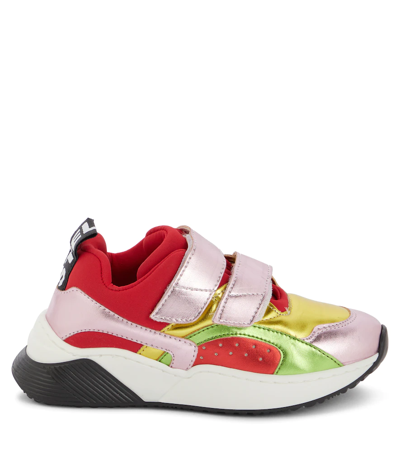 Stella Mccartney Color Block Faux Leather Strap Sneakers In Multicolor