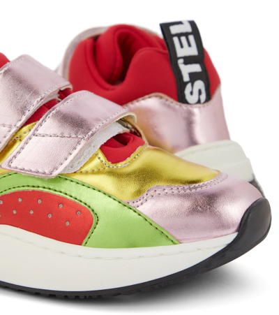 Stella Mccartney Color Block Faux Leather Strap Sneakers In Multicolor