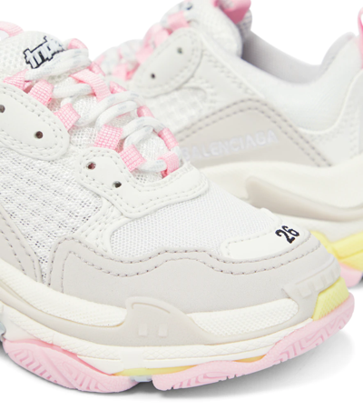 Shop Balenciaga Triple S Sneakers In White/pink/blue/yell