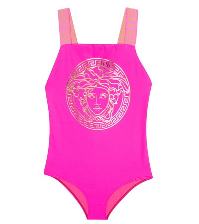 Shop Versace Medusa Swimsuit In Fuchsia