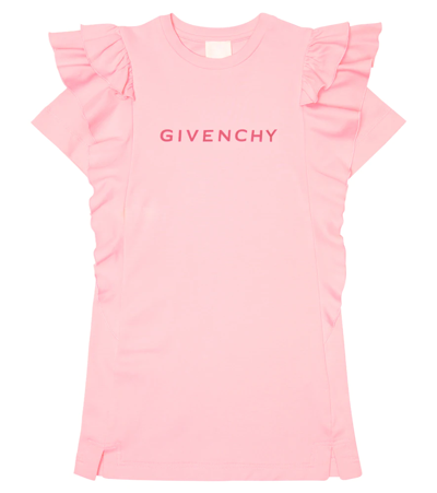 Shop Givenchy Ruffle-trimmed Cotton T-shirt Dress In Pink Washed Pink