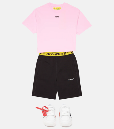 Shop Off-white Cotton T-shirt In Pink Black