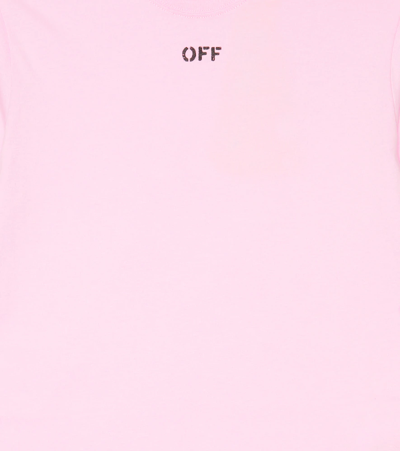 Shop Off-white Cotton T-shirt In Pink Black