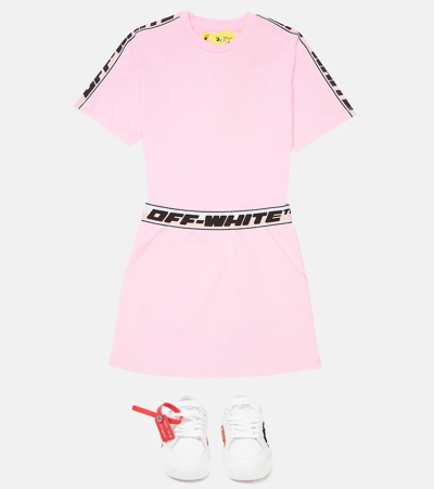Shop Off-white Logo Cotton T-shirt In Pink Black