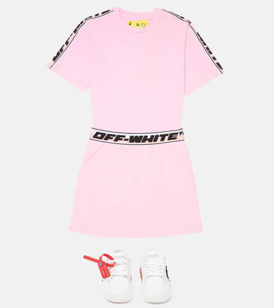 Shop Off-white Cotton Jersey Skirt In Pink Black