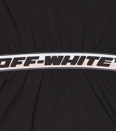 Shop Off-white Logo Cotton Dress In Black