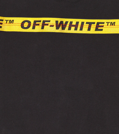 Shop Off-white Logo Cotton T-shirt In Black Yellow