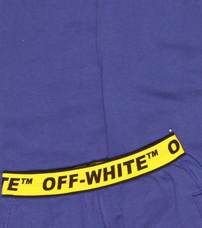 Shop Off-white Logo Cotton Jersey Sweatpants In Navy Blue Ye