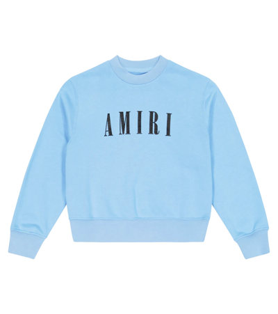 Shop Amiri Logo Cotton Sweatshirt In Baby Blue