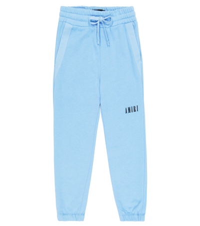 Shop Amiri Logo Cotton Sweatpants In Baby Blue