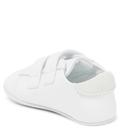 Shop Versace Baby Logo Leather Sneaker In Bianco+oro