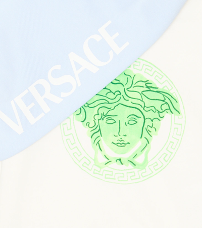 Shop Versace Baby Medusa Sweatshirt And Sweatpants Set In Bianco+verde+babyblue